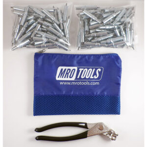 K1S150-3/32 Standard 0-1/4'' Plier Operated Cleco Fasteners 150 Piece Kit w/ Cleco Pliers & Carry Bag