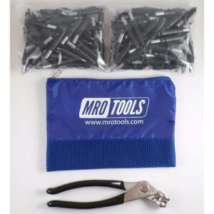 K1S400-5/32 Standard 0-1/4'' Plier Operated Cleco Fasteners 400 Piece Kit w/ Cleco Pliers & Carry Bag