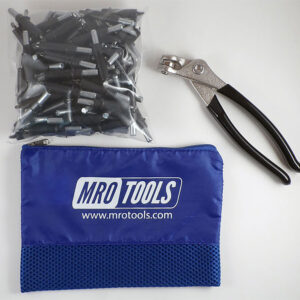K1S50-5/32 Standard 0-1/4'' Plier Operated Cleco Fasteners 50 Piece Kit w/ Cleco Pliers & Carry Bag
