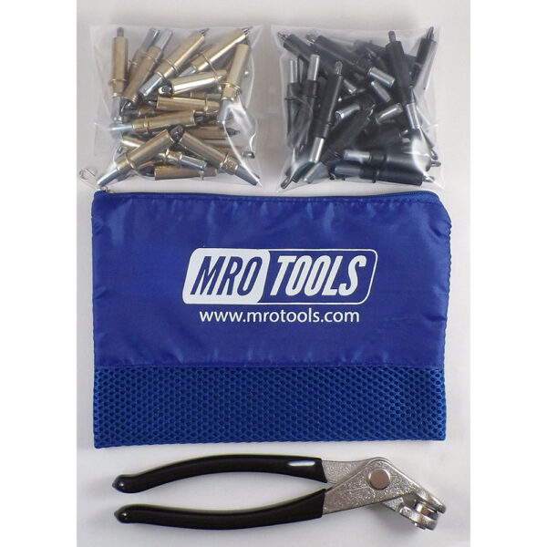 K4S50-4 Standard 0-1/4'' 25 3/16'' & 25 5/32'' Cleco Fasteners Kit w/ Carry Bag