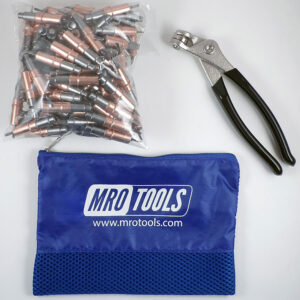 KHD1S100-1/8 Heavy Duty 0-1/2'' Plier Operated Cleco Fasteners 100 Piece Kit w/ Cleco Pliers & Carry Bag