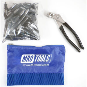 KHD1S50-5/32 Heavy Duty 0-1/2'' Plier Operated Cleco Fasteners 50 Piece Kit w/ Cleco Pliers & Carry Bag