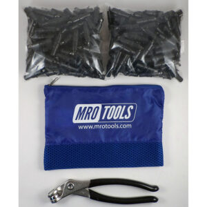 KK1S300-5/32 Extra Short 0-1/4'' Plier Operated Cleco Fasteners 300 Piece Kit w/ Cleco Pliers & Carry Bag